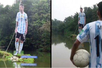 FIFA World Cup: भारत में भी चढ़ा वर्ल्ड कप का फीवर, केरल में नदी के बीच में लगाया मेसी का कटआउट